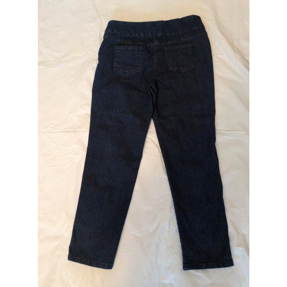 Ruby Rd Petite 14P Straight Leg Dark Wash PullOn Elastic Waist Back Pocket Jeans - Picture 2 of 10